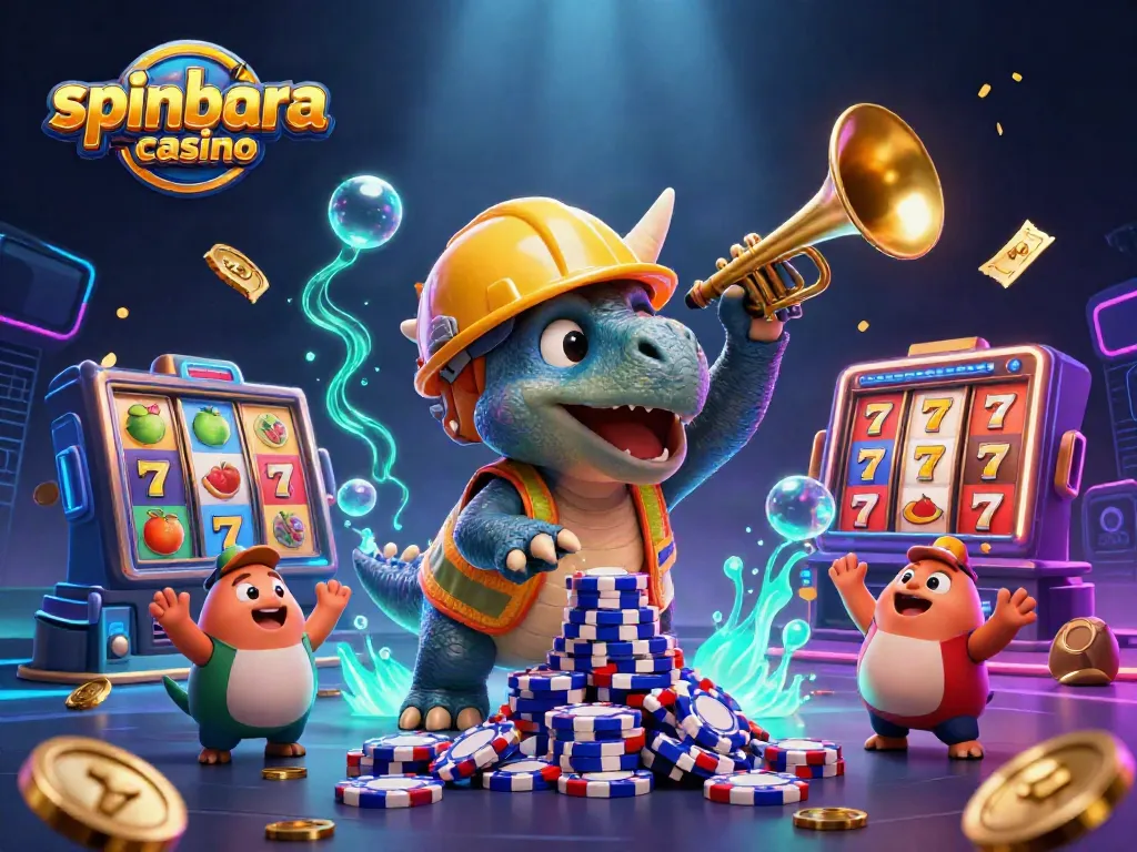Engage with exciting slot games at spinbara casino featuring dinosaurs and vibrant casino elements